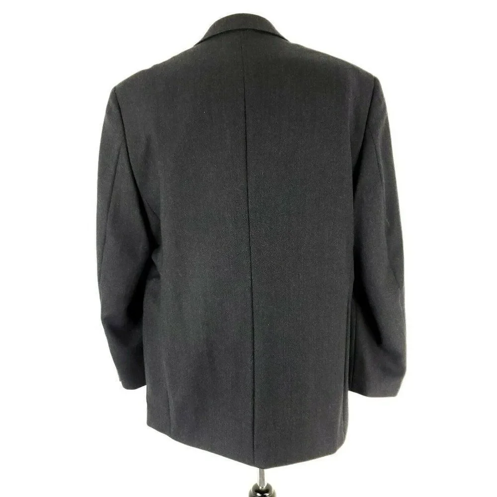 Pronto Uomo Lambswool‎ 2 Button Blazer 44R Gray Herringbone Sport Coat